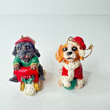 Lot of 2 Kurt S. Adler Inc Dog Resin Christmas Ornaments