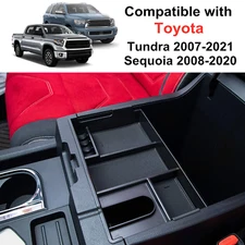 For 2008-2020 Toyota Sequoia Center Console Armrest Storage Box Tray Accessories