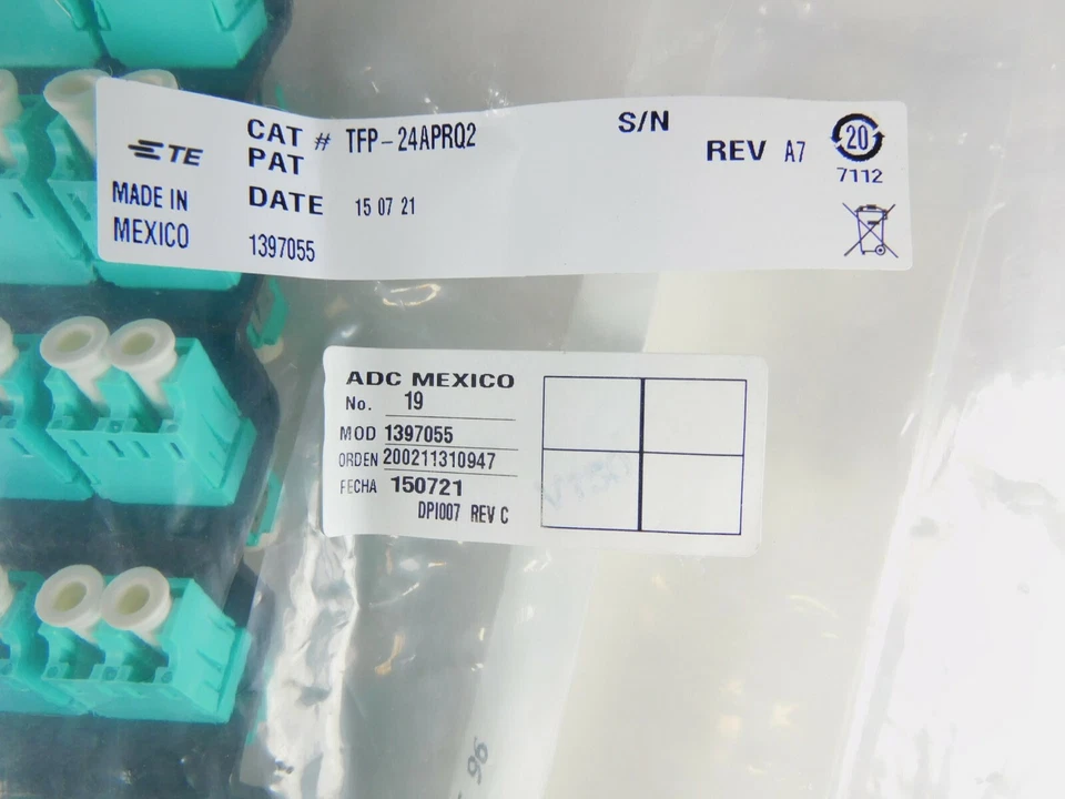 TFP-24APRQ2 Fiber Optic Adapter Pack, OM1/OM2 MM, 6 Quad LC Adapters, Aqua - Image 2 of 4