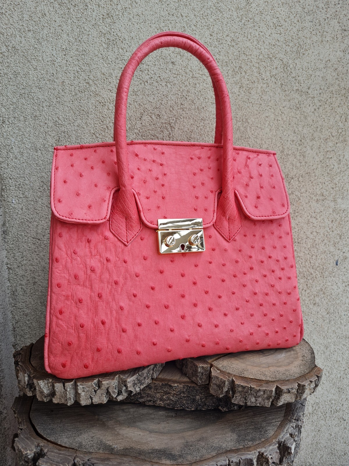 Genuine ostrich Leather Handbag Exotic skin Bag luxury tophandle bag