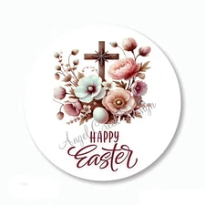 HAPPY EASTER FLORAL CROSS PARTY FAVORS ENVELOPE SEALS SCRAPBOOK STICKERS LABELS