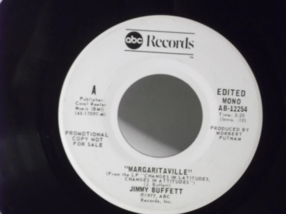 Jimmy Buffett,ABC 12254,"Margaritaville"US,7" 45, 1977 Hit PROMO classic, Mint Foto 2 de 2