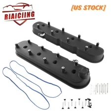 for LS1 LS2 LS3 GM LS Cast Aluminum Tall Black Pair Valve Covers w/ Coil Mounts