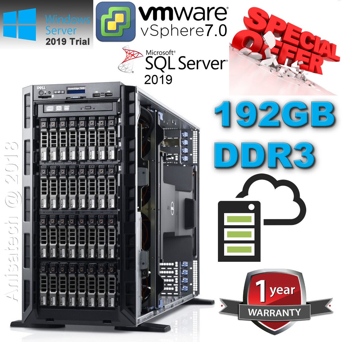 Dell PowerEdge T620 Dual Xeon 16-CORE 96GB 128GB 192GB DDR3 8TB