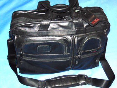 TUMI ALL LEATHER BRIEFCASE WITH SHOULDER STRAP | eBay