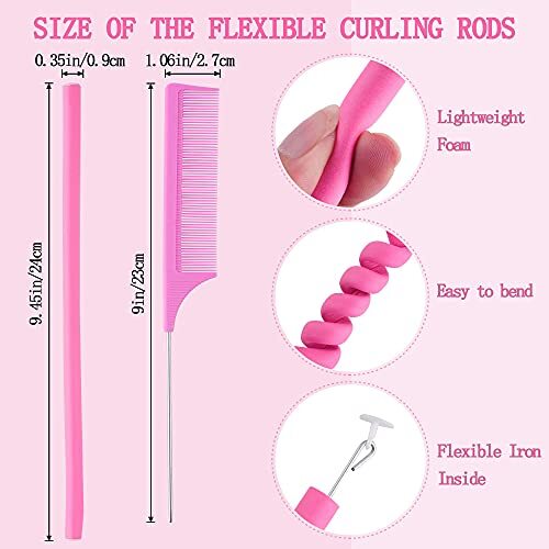 30 Pcs 9.45 Inch Flexible Curling Rods Hair Twist Flexi Rods with Rat ...