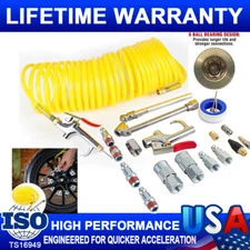 Air Compressor Accessory Kit 25Ft Recoil Hose Gun Nozzles Set 1/4" NPT(20Pcs)