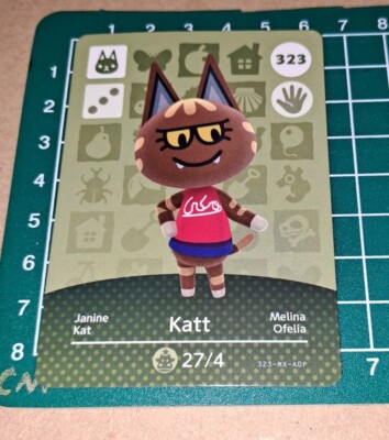 Carta Amiibo Animal Crossing: Katt (Cat) #323 - Serie 4 - Autentica Nintendo - Nuova Mai Scansionata