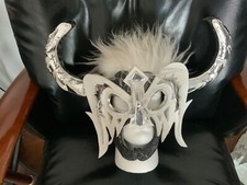 Demon Forest Devil Satan with Horns white hair Masquerade Mask