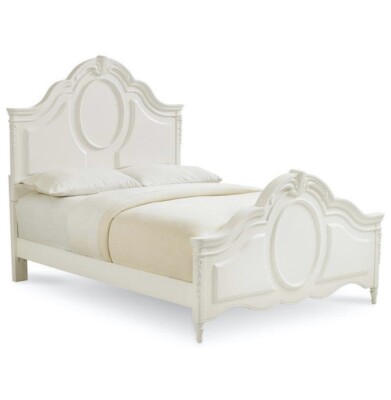 Wood Bed Frame - White with box spring and mattress - Twin