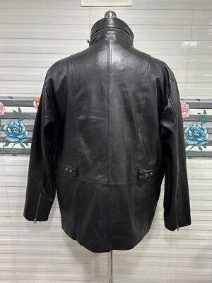 Veste Militaire M-65 En Cuir D'agneau Noir - Style Motard, Fabrication Artisanale