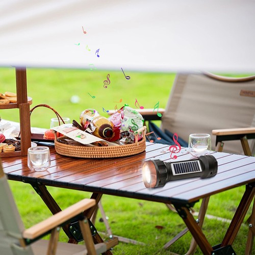 LED Flashlight+Solar Power Speaker Bluetooth Wireless Stereo TF FM Radio USB - Picture 8 of 11