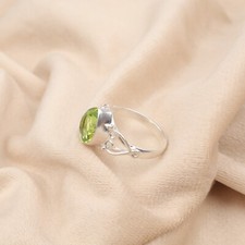 925 Sterling Silver Peridot Gemstone Statement Ring Jewelry For Anniversary Gift