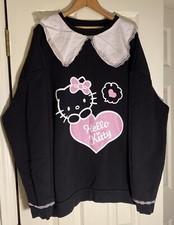 Sanrio Hello Kitty Black Long Sleeve Sweatshirt Size 6 White Collar Pink Heart
