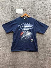 Vintage 90s Miami Dolphins NFL Graphic Short Sleeve T-Shirt Navy Blue Size XL