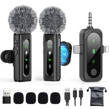 Wireless Lavalier Microphone for iPhone, Android, USB C, PC, Camera Video Rec...