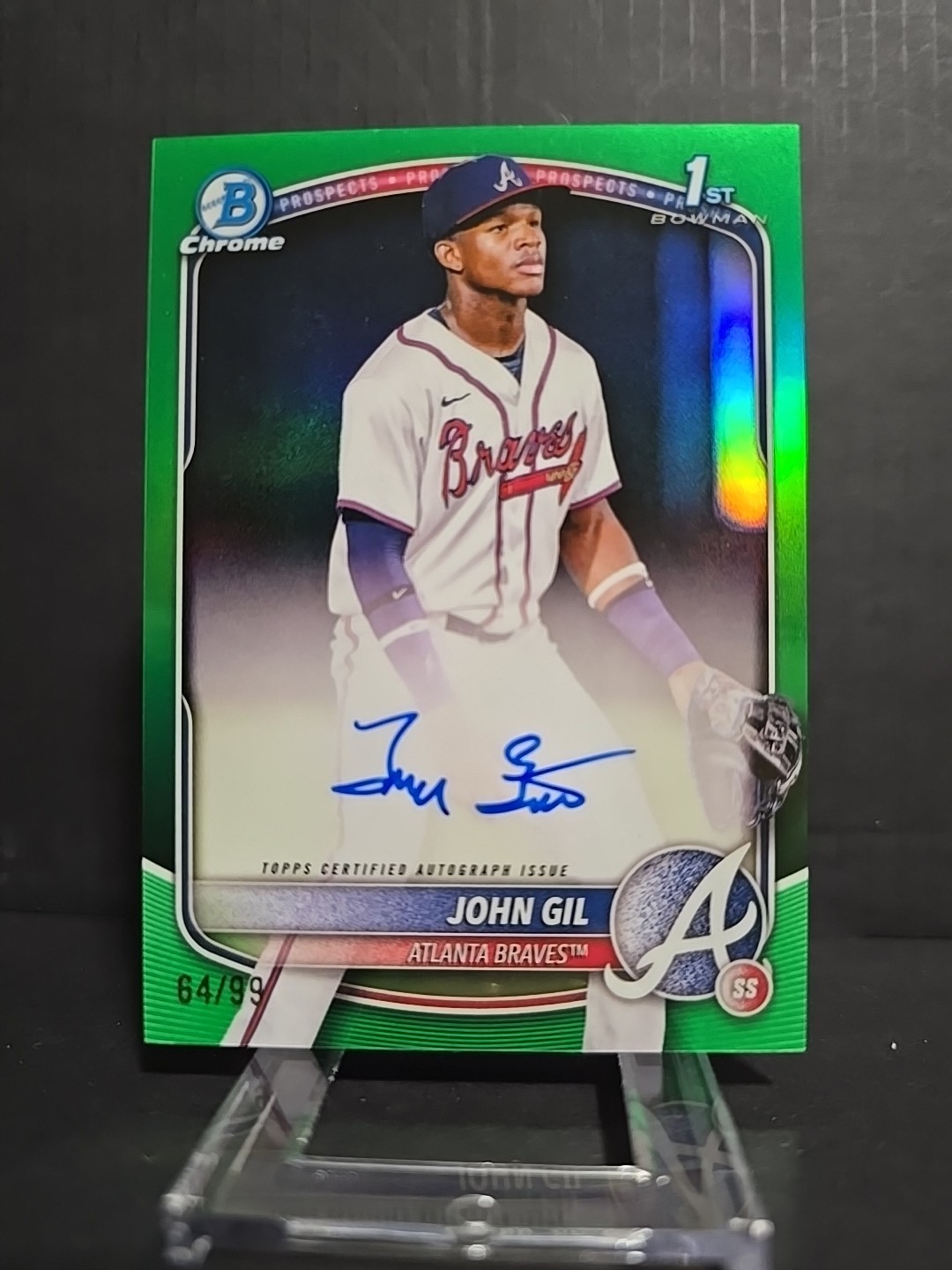 2025 Bowman Chrome - Prospect Autographs John Gil #CPA-JG Green Refractor 64/99