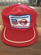 Vintage Union Pacific Trucker Hat Railroad Patch 80s Missouri Patch Red Q