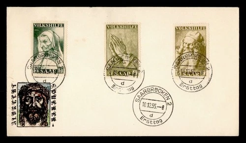 DR WHO 1955 GERMANY SAAR FDC ART SEMI POST COMBO M78949