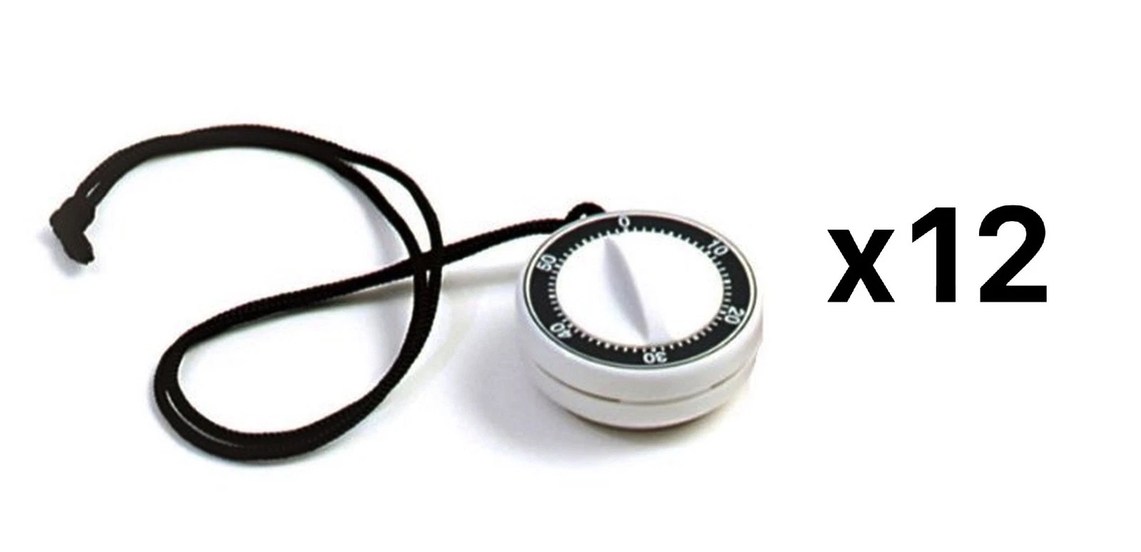 Norpro 60-Minute Plastic Timer on a Rope with Magnet on Back, White (12-Pack)