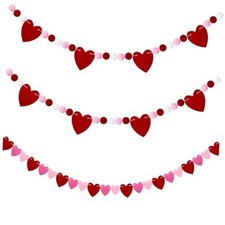 Leinuosen 3 Pack Valentines Garland 6 ft Valentines Day Decorations Felt Heart