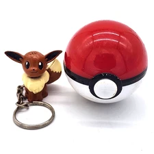 1999 Eevee w/ Poké Ball Basic Fun Pokémon Keychain 2" Vintage