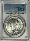 1927 D  PEACE DOLLAR PCGS MS 64 CAC / SHARP WHITE COIN