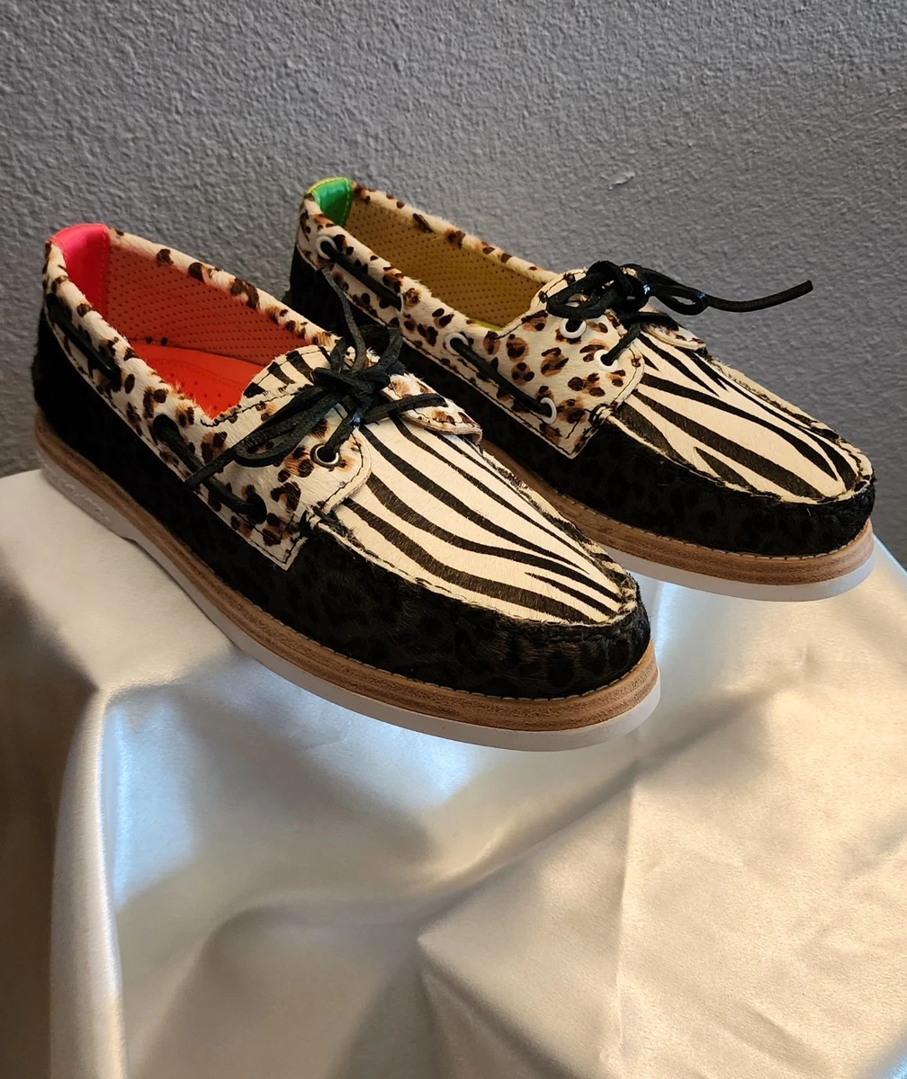 Sperry Black and White Zebra-Print Slip-On Loafers with Gold Anchor Sperry zebra loafer. - Gem main image 4