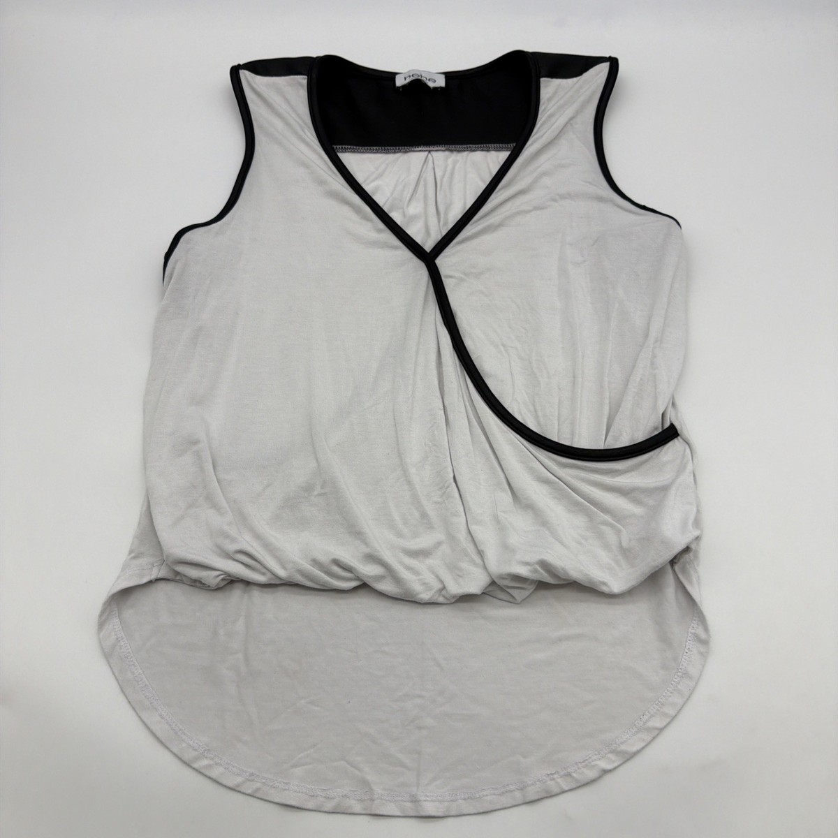 Bebe Blouse Women S/P White & Black Logo V-Neck .#45162 | eBay