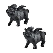 Sungmor Cast Iron Flying Pig Figurine Cute Statues Home Garden Decor Paperweight