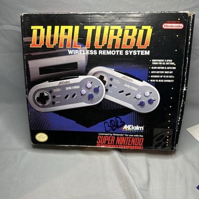 Complete In Box Super Nintendo SNES Akklaim Dual Turbo Wireless Controllers