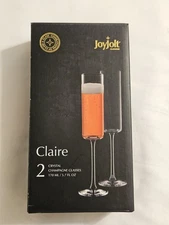 NIB JoyJolt Glassware "Claire" Crystal Champagne Glasses Set Of Two 5.7 FL. OZ.