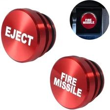 2 Pack Red Billet Aluminum Car Cigarette Lighter Plugs Eject Fire Missile Cover