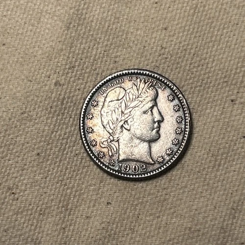 = 1902 AU+ BARBER Quarter, Nice Luster & Details, FREE Shipping