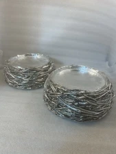 Set of 2 HOMEWORX BY SLATKIN Pedestal Candle Holder BIRD NEST - Nice Condition