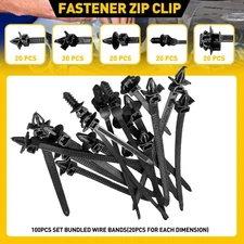 100X Nylon Cable Tie Wrap Fixed Fastener Clips Car Hose Fastening Zip Strap Set