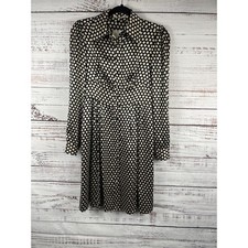 Nanette Lepore Dress Women's 2 Black Polka Dot Silk Shirt Fit Flare Knee Length
