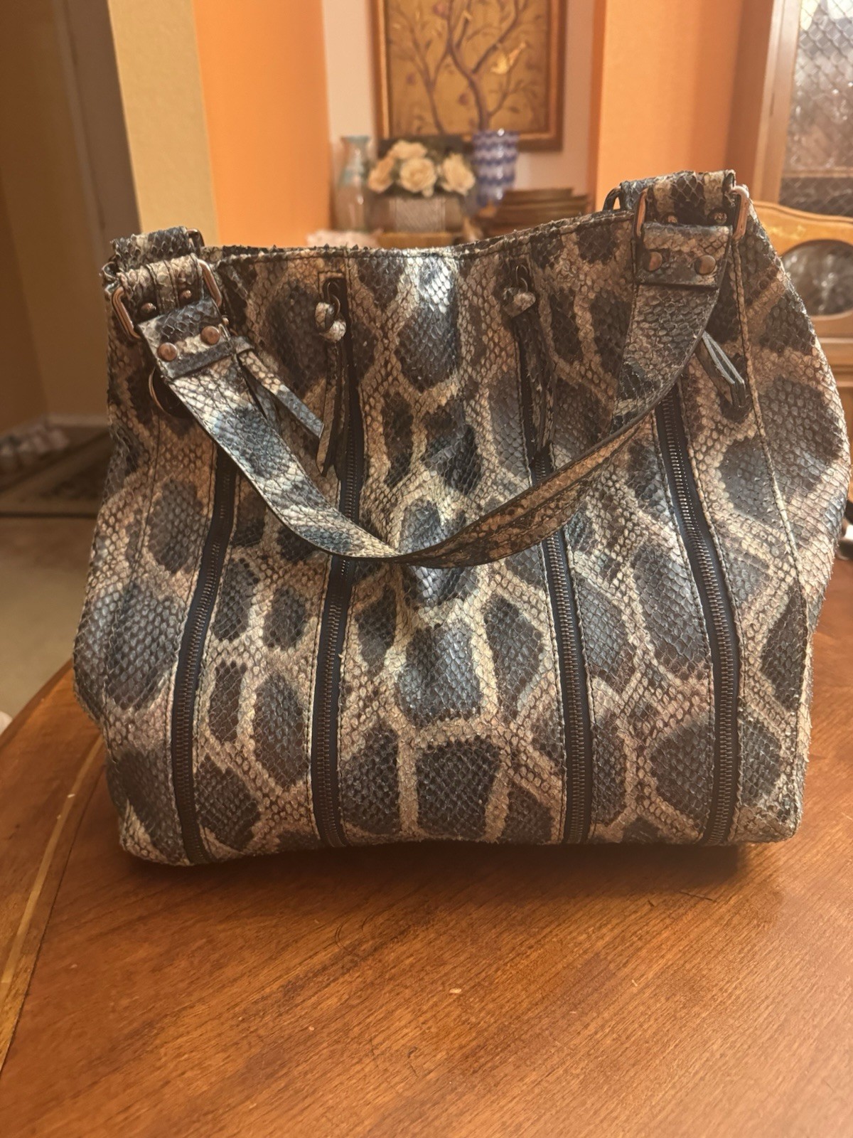 Stuart weitzman coquette bag Python Embossed Leat… - image 11