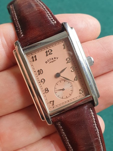 Rotary Tank ‘Salmon Dial’ Mens Gents Dress Watch With Sub-Dial New Battery