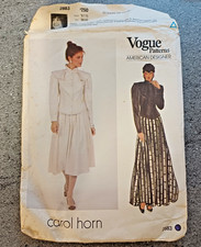 Vogue sewing pattern 2883, Vintage Skirt & Blouse, cut, Carol Horn, size 12, 