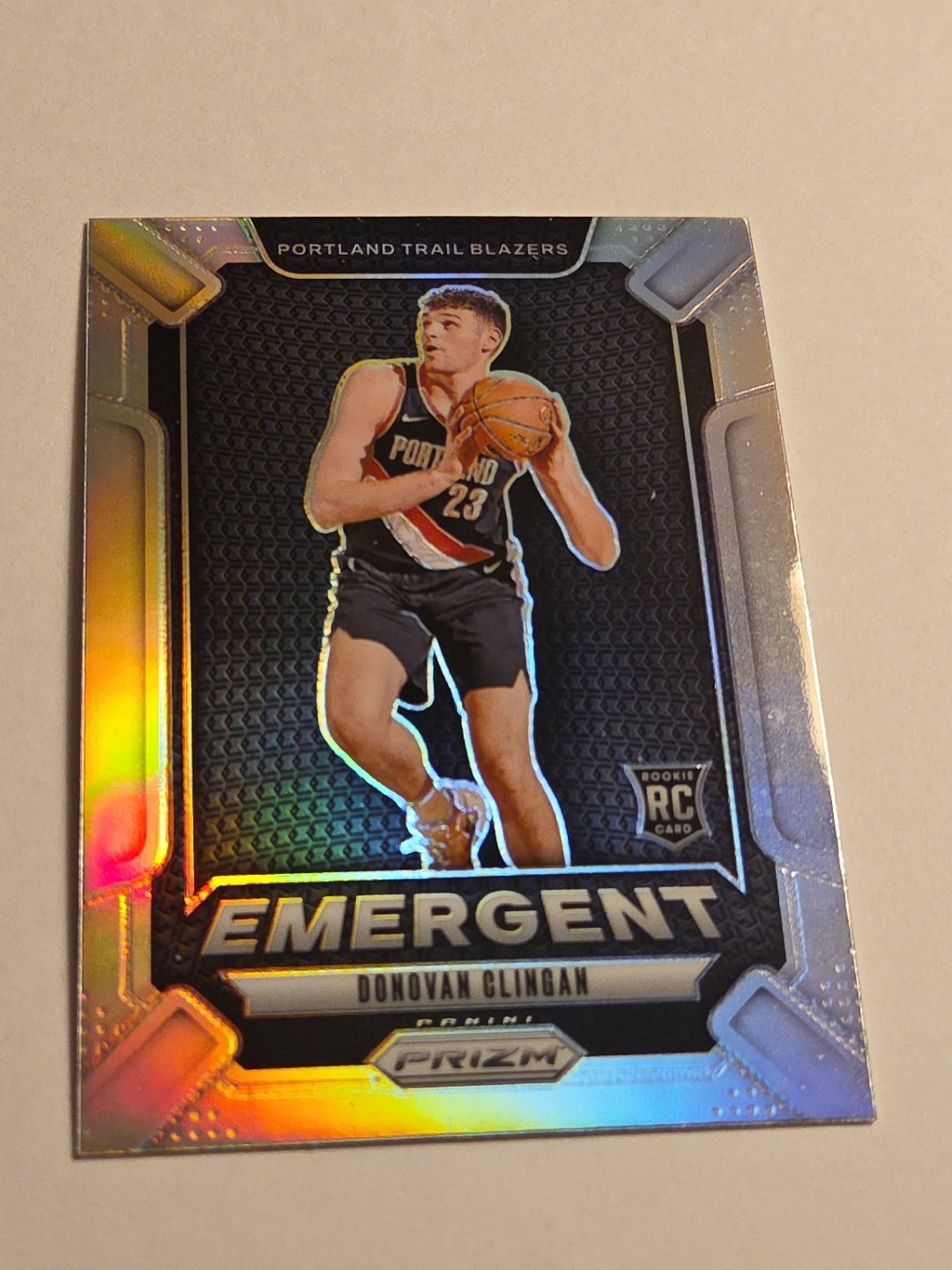 2024-25 Prizm Donovan Clingan Emergent RC Silver Rookie #13 Trail Blazers