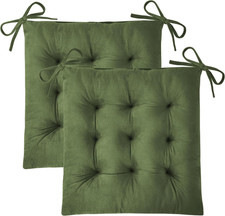 Seat Cushions for Dining Chairs Set of 2 39X39X6 Cm Green | Square, Chair Cushio