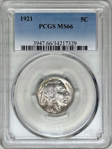 1921 BUFFALO NICKEL PCGS MS66 GREAT EYE APPEAL