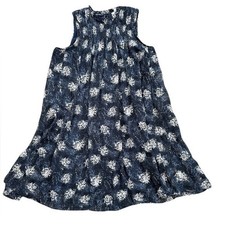 Joie Sleeveless Shift Dress Women Medium Navy Blue Floral Smocked Neck Excellent