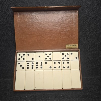 Vintage 1968 Five-Up Domino Game Set With Case and 28 Dominos