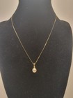 4K Italy Gold Pearl Pendant Necklace w/ Diamond Accent – Genuine 14K