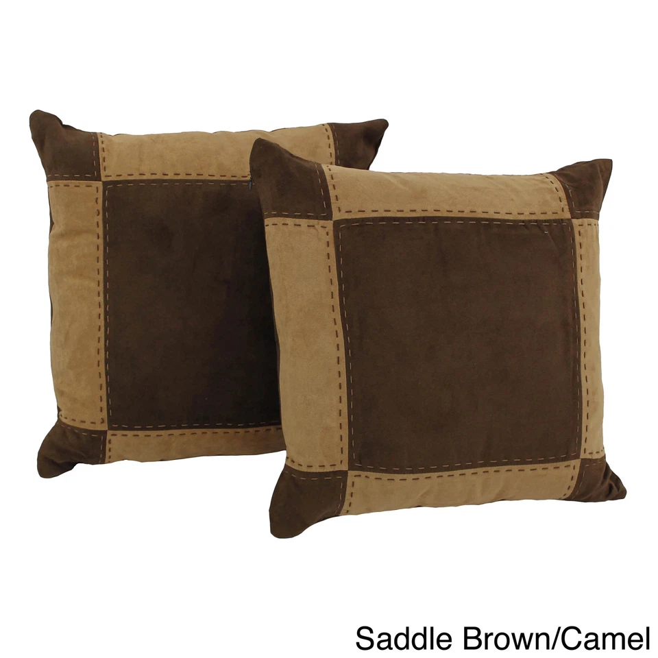 Blazing Needles Patchwork Micro-Suede Throw Pillows (Set of - Image 2 of 4