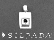 SILPADA Sterling Silver BLACK ONYX RECTANGLE Pendant~#S0368~RETIRED!