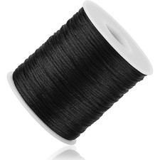 Black Nylon Braided Cord String 1mm 100 Yards, Jewelry Making Thread for