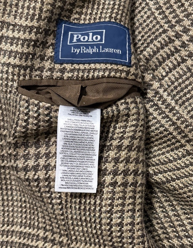 Polo Ralph Lauren Summer Tweed Linen Silk Blend Gun Check RL67